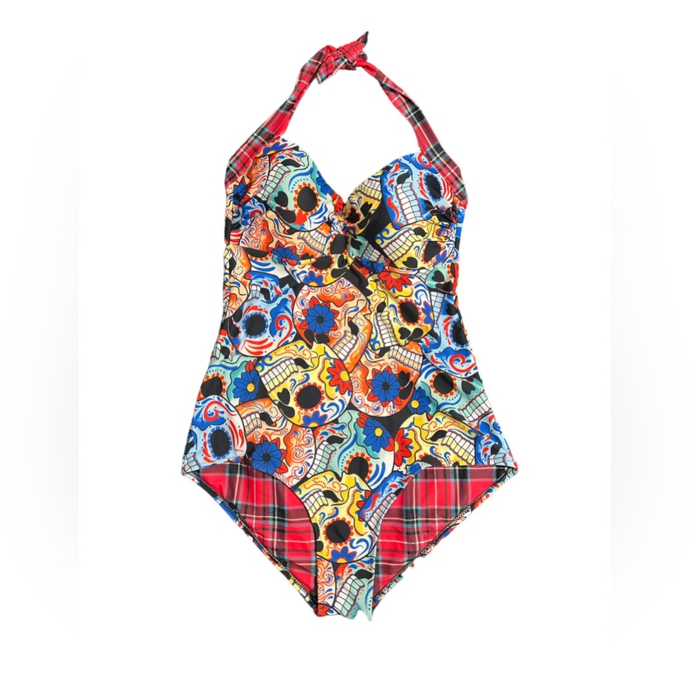 Sugar Skull one piece bathing suit